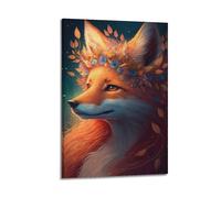 NXIYUHA Poster decorativo su tela con immagine di una bella volpe e fatina, 60 x 90 cm