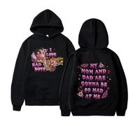 NXKAFAH Felpa con Cappuccio da Uomo con Scritta Horror Movie Scream e Scritta Adoro i Bad Boys Billy Loomis, mia Mamma e Mio papà saranno così arrabbiati con Me. Felpa Oversize con Cappuccio da Uomo.