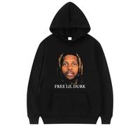NXKAFAH Felpa con Cappuccio Grafica Lil Durk, Abbigliamento Hip-Hop da Uomo, Felpa con Cappuccio a Maniche Lunghe, Moda Vintage, Streetwear di Alta qualità