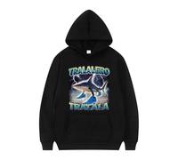 NXKAFAH Tralalero Tralala Tung Tung Sahur Bomber Crocodile Fun Meme Italian Brainrot Felpa con Cappuccio Felpa Casual da Uomo alla Moda