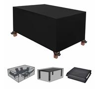NXMYDBD Copertura per Mobili da Giardino 110x110x75cm/LxWxH Coprimobili da Giardino Impermeabili Tessuto 420D Oxford Anti-UV Antineve Antivento per Rettangolari Tavolo e Divano - Nero