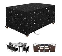 NXMYDBD Copertura Tavolo Esterno 230x80x80cm/LxWxH Nero Copertura Per Mobili da Giardino 420D Oxford Panno Impermeabile Copertura Tavoli e Sedie da Cortile Raggi UV Coprisedie da Esterno
