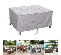 NXMYDBD Copertura Tavolo Esterno 300x120x74cm/LxWxH Argento Copertura Per Mobili da Giardino 420D Oxford Panno Impermeabile Copertura Tavoli e Sedie da Cortile Raggi UV Coprisedie da Esterno