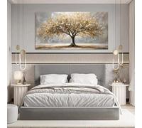 NXMYDBD Quadro su tela Albero della vita con foglie dorate, stampa di paesaggi autunnali, oro e beige, decorazione per la casa, 60x120cm (24x47 pollici), senza cornice
