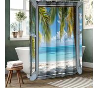 NXMYDBD Tenda da bagno con paesaggio di spiaggia astratto semplice, tenda da doccia impermeabile con 12 ganci, decorazione per la casa, 100x190cm(WxH)