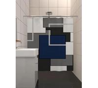 NXMYDBD Tenda da doccia blu con set di 12 ganci per bagno, tessuto moderno per tenda da doccia blu e bianco, tenda da doccia grigia 160x160cm/(LxA)