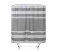 NXMYDBD Tenda da doccia grigia per bagno, tenda da doccia boho con ganci, tenda da doccia impermeabile a righe bohémien, 120x175cm(WxH)