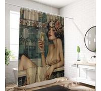 NXMYDBD Tenda da doccia impermeabile con stampa Beauty, tenda divisoria per porta del bagno, protezione con 12 ganci, diverse misure, 95x220cm(WxH)