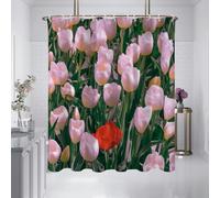 NXMYDBD Tenda da doccia impermeabile con stampa di tulipani rosa, divisorio per vasca da bagno, tenda da appendere con 12 ganci, decorazione artistica, tende per vasca da bagno 280x200cm/(LxA)