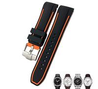 NXNONEPD 23mm 24mm Rubber Silicone Watch Strap Fit for Compatible with T035 T035627 Butterfly Buckle Replacement Black Blue Curved End Watch Bands