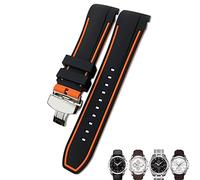 NXNONEPD 23mm 24mm Rubber Silicone Watch Strap Fit for T035 T035627 Butterfly Buckle Replacement Black Blue Curved End Watch Bands (Color : Blue Grey, Size : 23mm Silver Clasp)