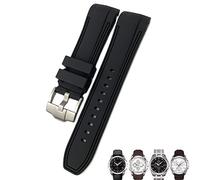 NXNONEPD 23mm 24mm Rubber Silicone Watch Strap Fit for T035 T035627 Butterfly Buckle Replacement Black Blue Curved End Watch Bands (Color : Blue Grey, Size : 23mm Silver Clasp)