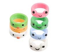 NXNONEPD 7 pezzi Anelli di resina animale da cartone animato per graziosi anelli di finger design di gigante in stile macaron per presente per adolescenti e giovani donne