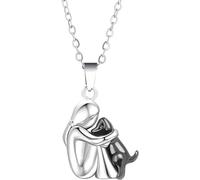 NXNONEPD Accessori della collana abbraccio in argento sterling per donne e uomini, collana per cani abbracciata, abbraccio per bambini, ciondolo di ali d'angelo, due mani abbracci baci da abbraccio