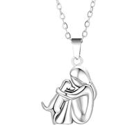 NXNONEPD Accessori della collana abbraccio in argento sterling per donne e uomini, collana per cani abbracciata, abbraccio per bambini, ciondolo di ali d'angelo, due mani abbracci baci da abbraccio