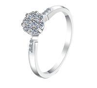 NXNONEPD Anelli bianchi per donne 18k Real, anelli da donna Anello di fiori per matrimoni con anello di diamante da 0,2ct coltivato in laboratorio
