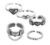 NXNONEPD Anelli cardiaci annati vintage decorazione retrò l'anello anello anello personalizzato anello fresco ornamento anelli freschi non chiuso ad anello decorativo gioiello di dita