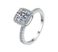 NXNONEPD Anelli di matrimonio per donne 18k White, Famba nuziale per donne Eternity Square Halo Anello con anello Diamond da laboratorio Diamond 1CT
