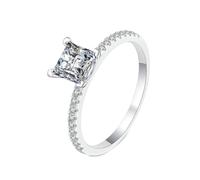 NXNONEPD Anelli di nozze 18K, Ricevi bande di anelli per donne con Princess Square Lab Grown Diamond 1ct Anelli