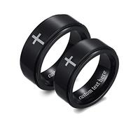 NXNONEPD Anelli in acciaio inossidabile Festa nuziale Anello rotabile da 8 mm con anelli di nozze a croce Set di dimensioni N 1/2-X 1/2