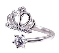 NXNONEPD Anello aperto corona piccolo anello per donne anello di cristallo regolabile gioielli di moda rinestone per il compleanno di San Valentino