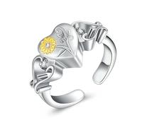 NXNONEPD Anello di cremazione del cuore di girasole per cenere Anelli di urna in acciaio inossidabile Keepsake Oward One Memorial Jewelry Gift per donna ragazza