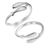 NXNONEPD Anello di dito di pesce piccolo anello di dito in argento pollice a catena smeraldo impilando cerchi solidi con le donne impilabili da donna anelli di pesce anello ad anello aperto