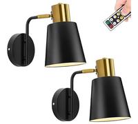 NXNONEPD Battery Operated Wall Sconces Set Of 2,Swing Arm Wall Lamp With Remote Control,Metal Black Vintage Industrial Wall Mounted Light Reading Light Fixtures for Bedside Bedroom Doorway