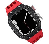 NXNONEPD Carbon Fiber Watch Case Fluorine Rubber Strap，For 8/7/6/5/4/SE 44mm 45mm 49mm，Titanium Metal Frame Bumper Sport Waterproof Bands 316L Stainless Steel Clasp