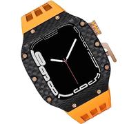 NXNONEPD Carbon Fiber Watch Case Fluorine Rubber Strap，For 8/7/6/5/4/SE 44mm 45mm 49mm，Titanium Metal Frame Bumper Sport Waterproof Bands 316L Stainless Steel Clasp