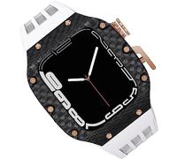 NXNONEPD Carbon Fiber Watch Case Fluorine Rubber Strap,For 8/7/6/5/4/SE 44mm 45mm 49mm,Titanium Metal Frame Bumper Sport Waterproof Bands 316L Stainless Steel Clasp