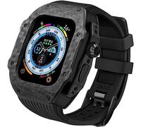 NXNONEPD Carbon Fiber Watch Case Rubber Band，For 9 8 7 6 5 4 SE Replacement，Men Watch Case Straps Clasp Mod Kit，For Iwatch Series 45mm 44mm 49mm Accessories