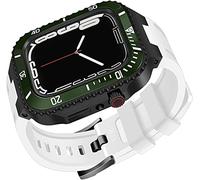 NXNONEPD Ceramics Bezel With Silicone Watch Strap Mod Kit,For Series 8 7 45mm,Modified Set Steel Cover With Band,For iwatch 6 5 4 SE 44mm
