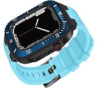 NXNONEPD Ceramics Bezel With Silicone Watch Strap Mod Kit,For Series 8 7 45mm,Modified Set Steel Cover With Band,For iwatch 6 5 4 SE 44mm