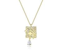 NXNONEPD Collana gotica, ciondolo e catena a catena Design quadrato di zirconia cubi con collana di fidanzamento regina 450mm