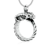 NXNONEPD Collana urna di cremazione con anelli di serpente a ciondolo personalizzato per cenere, urne in acciaio inossidabile collane ad anello inossidabile gioiello