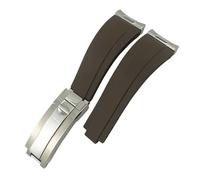 NXNONEPD Curved End Metal Link Rubber Watchband 20mm For Daytona GMT Slide Lock Buckle Submariner Silicone Sport Watch Strap