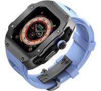 NXNONEPD Custodia di orologio in acciaio inossidabile cinghia di gomma fluoro ， per una serie Ultra 8 2 49mm ， Kit MOD a banda in silicone in metallo da uomo ， per iWatche 49mm Accessori di ricambio