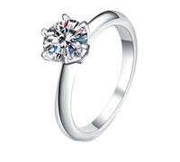 NXNONEPD Festa nuziale 18K bianco, fedding band women anello solitario a 6 punte con anelli da 0,5 ct a laboratorio