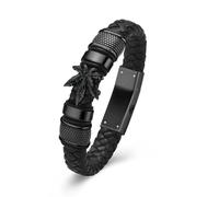 NXNONEPD Foglie Bracciale di cremazione per cenere per i propri cari in pelle intrecciata per uomini donne che tiene il braccialetto gioiello-20 cm