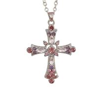 NXNONEPD jewelry New For Trendy 2025 Retro Color Pendant Necklaces For Women Gothic Zircon Heart Cross Tassel Necklace Punk Clavicle Choker Jewelry Fashion Accessories Creative Gift jewelr