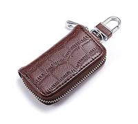 NXNONEPD Leather Crocodile Pattern Portable Key Ring Handbag Butler Wallet Women's Bag Large Capacity Key Chain Case Storage Bag (B, Size