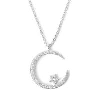 NXNONEPD necklace Silver Chains For Women,Crescent Women, Sterling Moon Star Zircon Pendant Dainty Trendy Choker Chain Jewelry Her Girls Couples