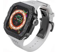 NXNONEPD Premium Carbon Fiber Watch Case Rubber Band，For Ultra 2 49mm Series Replacement，Men Watch Case Straps Clasp Mod Kit，For Iwatch Series 49mm Accessories