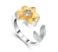 NXNONEPD Regogite intarsio due tono fiori cremazione anello urn