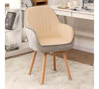 NXNONEPD Sedia accento girevole in velluto con gambe in legno massiccio sedia da soggiorno moderno a metà secolo per scrivania da ufficio cucina imbottita con le braccia 16x16x34 pollici