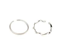 NXNONEPD Silver Rings for Women 925 SET regolabile, increspature geometriche a 2 pezzi Open Thumb Band Finger Circlet Jewelry Gift per la sua ragazza Momiglia Mom Birthday Festival