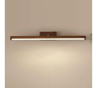 NXNONEPD Wood Long Strip Vanity Light LED 3-Color Light Bathroom Wall Sconce Modern Linear Makeup Mirror Front Lamp(Walnut,80cm)