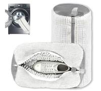 NXPUXP 2 Pezzi Sacchetto per Lavare Scarpe,Riutilizzabile e Resistente Borsa per Bucato per Scarpe,Borsa da Biancheria per Scarpe con Cerniera per Proteggere le Scarpe(Bianco)