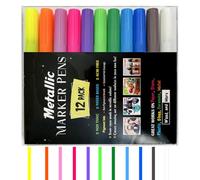 NXPUXP Confezione da 12 pennarelli indelebili,12 Colori Indelebili Permanenti per Pietra, Legno, Vetro, Ceramica, Plastica, DIY